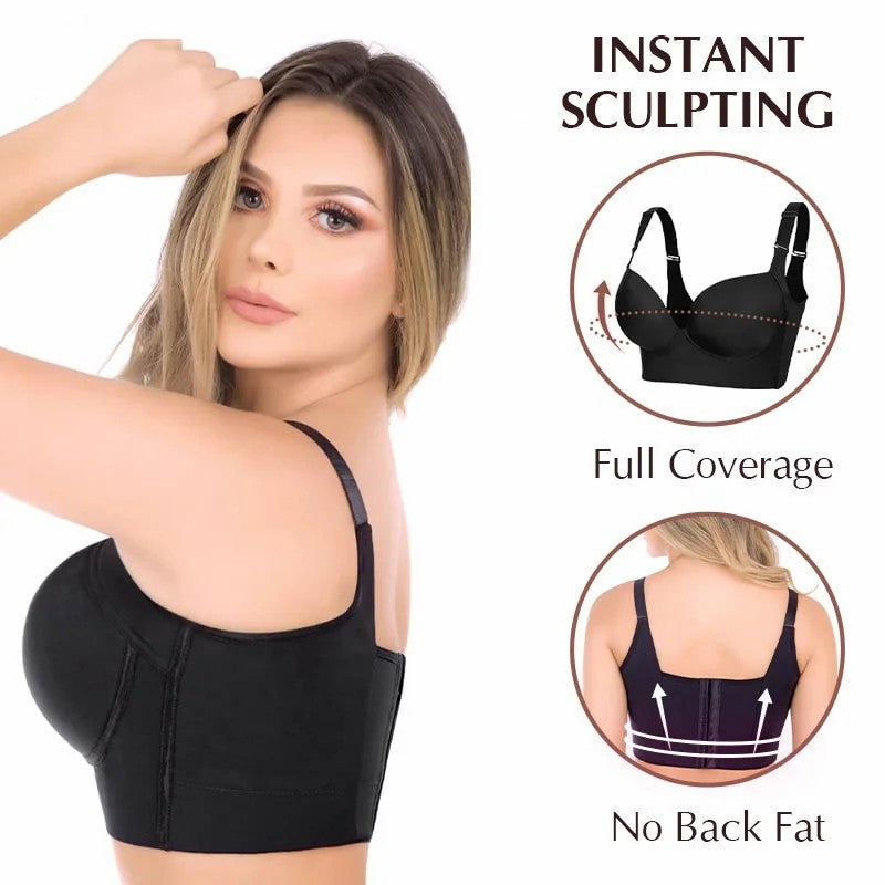 Push Up Bra Hides Side and Back Fat Deep Cup Extra Firm High Compression