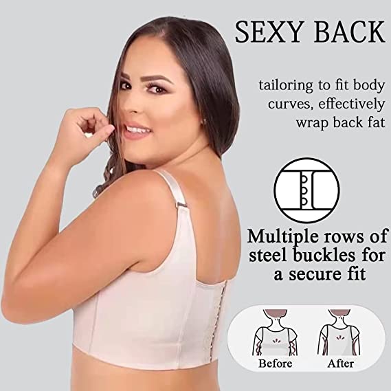 Deep Cup Bra Hides Back Fat,Fashion Deep Cup Bra Bra with Shapewear  Incorporated,Cover Back Fat Bras for Women (Nude,40D)