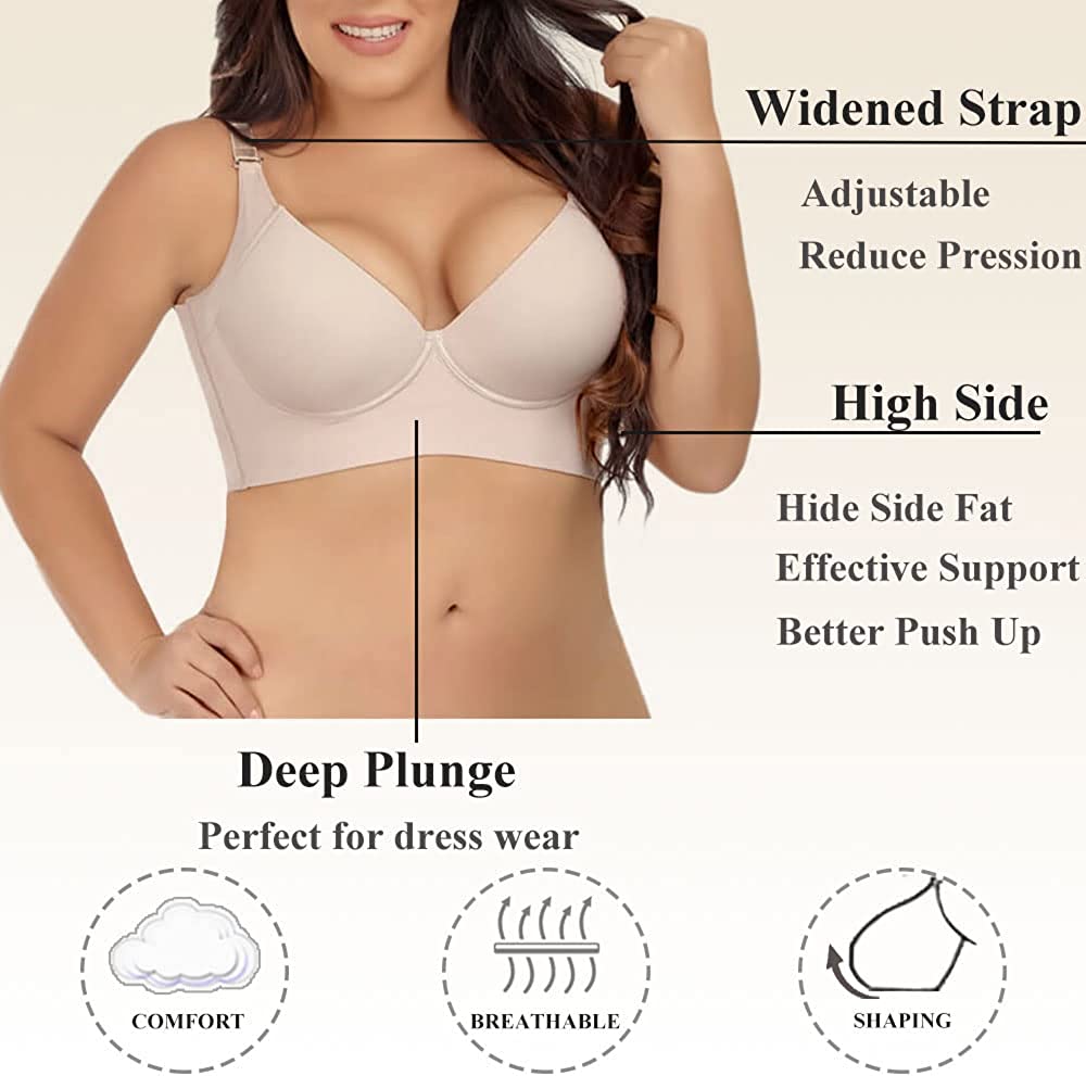 Deep Cup Bra Hide Back Fat With Shapewear Incorporated-Nude（Buy 1 Get 1  Free） - Missmi